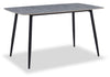 Table de salle à manger Arlo de 55 po (L) en métal avec dessus en pierre frittée - grise et noire