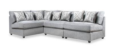Scott Living Evolve Modular 4-Piece Linen-Look Fabric Sectional with Feather Down Cushions - Grey | Sofa sectionnel modulaire Evolve de Scott Living 4 pièces en tissu d’apparence lin avec coussins en duvet et plumes - gris