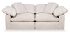 Causeuse modulaire Eclipse de 86 po en tissu d’apparence lin avec coussins réversibles en duvet et plumes - beige lin