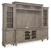 Meuble audio-vidéo rustique Baron 4 pièces de 114 po en pin avec rangement et système de gestion des câbles