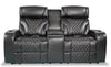 Causeuse de massage à inclinaison électrique Elite de 74 po en cuir véritable avec appuie-têtes électriques et accoudoirs de rangement - noire