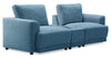 Sofa sectionnel modulaire Voyage 3 pièces en tissu avec console et coussins de dossier amovibles - bleu