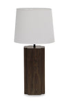 Lampe de table Wren de 28,7 po avec abat-jour en lin - noyer foncé