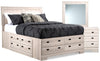 Ensemble de chambre à coucher Yorkdale 5 pièces avec lit de rangement à 12 tiroirs, commode et miroir, blanc - format lit double