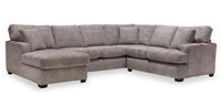 Sofa sectionnel de gauche Luxe 3 pièces fabriqué au Canada en tissu avec coussins amovibles - gris colombe Zaftig