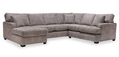 Made in Canada Luxe 3-Piece Left-Facing Fabric Sectional with Removable Cushions - Zaftig Dove Grey | Sofa sectionnel de gauche Luxe 3 pièces fabriqué au Canada en tissu avec coussins amovibles - gris colombe Zaftig