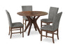 Ensemble de salle à manger Rain 5 pièces avec table ronde de 45 po (L) et 4 chaises grises - gris et brun