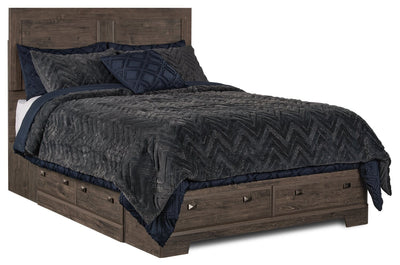 Yorkdale 6-Drawer Platform Bed with Headboard & Storage Frame, Made in Canada, Grey - Full Size | Lit plateforme Yorkdale fabriqué au Canada avec tête de lit et cadre de rangement à 6 tiroirs, gris …