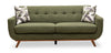 Sofa Freeman de Kort & Co. de 80 po de format condo en tissu d’apparence lin avec base et pattes en bois - vert avocat