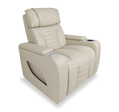 Zen 40" Leather-Look Fabric Power Reclining Massage Chair with Power Headrest and Heated Seat - Apricot | Fauteuil de massage à inclinaison électrique Zen de 40 po en tissu d’apparence cuir avec appuie-tête électrique et siège chauffant - abricot