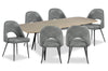 Ensemble de salle à manger Joss 7 pièces en métal avec table, rallonge papillon de 63 po à 86,5 po (L) et 6 chaises Bay - gris