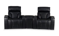 Sofa sectionnel à inclinaison électrique Zen 3 pièces de style cinéma maison en similicuir avec massage et console de rangement - noir