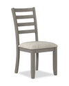 Chaise de salle à manger Cove avec siège rembourré en tissu et dossier en échelle - grise