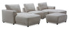 Sofa sectionnel modulaire de gauche Voyage 6 pièces en tissu avec console et pouf - taupe
