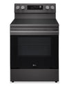 Cuisinière intelligente électrique LG de 6,3 pi³ avec friture à air - acier inoxydable noir - LREN6323ZE