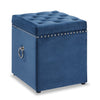 Pouf de rangement carré Yukon de 17 po en velours - bleu marine