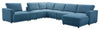 Sofa sectionnel modulaire de droite Voyage 7 pièces en tissu avec console et coussins de dossier amovibles - bleu