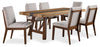Ensemble de salle à manger Boden 7 pièces avec table de 78 po (L), base à tréteaux et 6 chaises - brun et beige