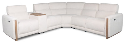Sable Modular 6-Piece Chenille Fabric Power Reclining Sectional with Power Headrests and USB Port - Alabaster White | Sofa sectionnel modulaire à inclinaison électrique Sable 6 pièces en chenille avec appuie-têtes électriques et port USB - blanc albâtre