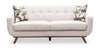 Sofa Freeman de Kort & Co. de 80 po de format condo en tissu d’apparence lin avec base et pattes en bois - blanc colombe