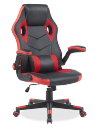 Fauteuil de jeu ergonomique Phœnix de 26,7 po avec coussin lombaire - noir et rouge