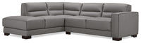 Sofa sectionnel de gauche Citadel 2 pièces en cuir véritable de qualité supérieure avec pattes en bois - gris