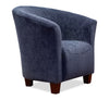 Fauteuil d’appoint Ethan de style gondole de 31 po en tissu d’apparence lin avec pattes en bois - bleu marine
