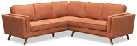 Sofa sectionnel Kassia de Kort & Co. 2 pièces en tissu d’apparence lin avec base et pattes en bois - orange
