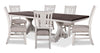 Ensemble de salle à manger Willow 7 pièces avec table, rallonge de 84 po à 106 po (L) et 6 chaises - blanc rustique et brun