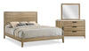 Ensemble de chambre à coucher Sable brun clair 5 pièces avec lit, commode et miroir - format très grand lit
