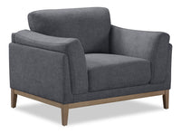 Fauteuil Valley de 44 po en tissu avec base et pattes en hévéa - étain