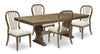 Ensemble de salle à manger Clara 5 pièces avec table, rallonge de 68 po à 86 po (L), base à tréteaux et 4 chaises - brun