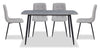 Ensemble de salle à manger Arlo 5 pièces en pierre frittée et métal avec table de 55 po (L) et 4 chaises grises - gris et noir