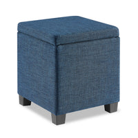 Pouf de rangement carré Ottawa de 14,75 po en tissu - bleu marine