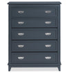 Commode verticale de chambre à coucher Quinn de 36,5 po (L) x 48,5 po (H) à 5 tiroirs - bleue