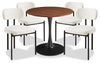 Ensemble de salle à manger Rio 5 pièces avec table ronde de 36 po (L), base piédestal en métal et 4 chaises - brun-noir et taupe