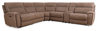 Sofa sectionnel à inclinaison électrique Newport de Cindy Crawford Home 6 pièces en suédine avec fauteuil inclinable sans accoudoirs - taupe