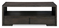 Table à café Zelda de 48 po avec rangement et tablette - moka chaud