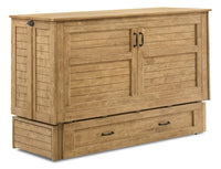 Armoire-lit Parker avec matelas en mousse à mémoire de forme, brune - format grand lit