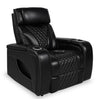 Fauteuil de massage à inclinaison électrique Elite de 38 po en cuir véritable avec appuie-tête électrique et accoudoirs de rangement - noir