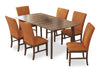 Ensemble de salle à manger Rain 7 pièces avec table de 72 po (L) et 6 chaises oranges - orange et brun