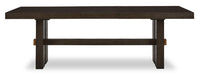 Table de salle à manger Metro de 72 po à 90 po (L) avec rallonge et base à tréteaux - brune
