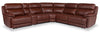 Sofa sectionnel à inclinaison électrique Sorrento 6 pièces en cuir véritable avec console de rangement et port USB - brun brique de Madrid