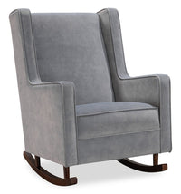 Fauteuil berçant Sherri de 29,5 po avec pieds de style traîneau en bois - gris