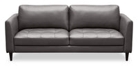 Sofa Erin de 80,3 po en tissu d’apparence cuir avec coussins de siège capitonnés - gris