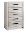 Commode verticale de chambre à coucher Aspen de 32 po (L) x 49 po (H) à 5 tiroirs - grise