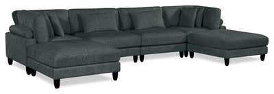 Lounge 6-Piece Chenille Armless Modular Sectional – Grey | Sofa sectionnel modulaire sans accoudoirs Lounge 6 pièces en chenille - gris | LOUNGYS6