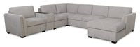Sofa sectionnel de droite Vault 6 pièces avec causeuse-lit, 2 fauteuils de rangement et fauteuil long de rangement - gris