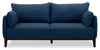 Sofa Gena de Cindy Crawford Home de 78,7 po de format condo en tissu d’apparence lin avec coussins de dossier amovibles - bleu minuit