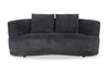 Causeuse arrondie Moon de 78 po en tissu avec coussins décoratifs - noir corbeau laineux